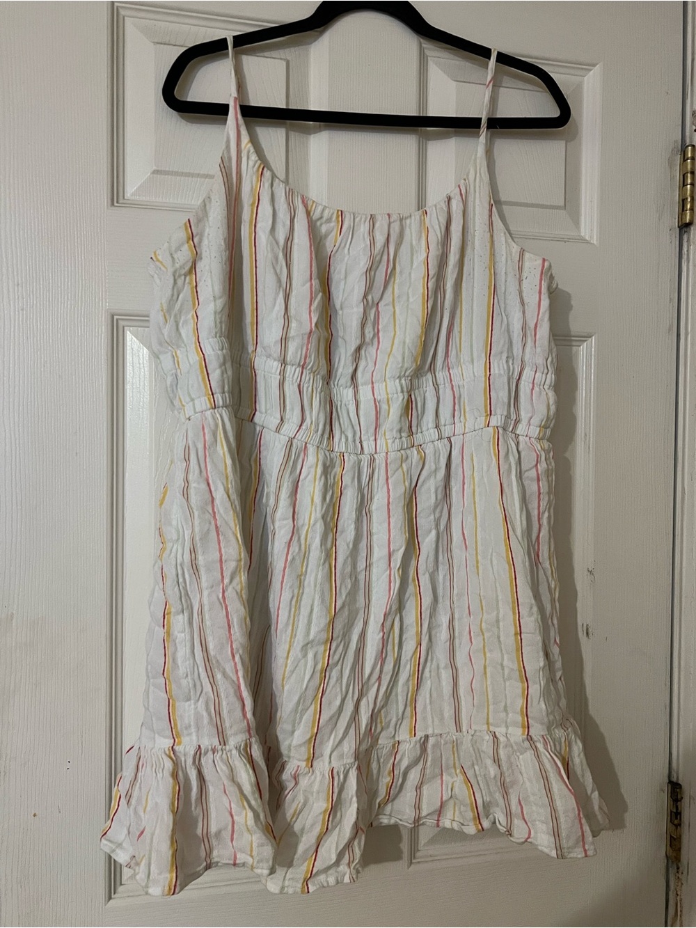 American Eagle Outfitters White Mini Dress with Yellow and Pink Stripes
